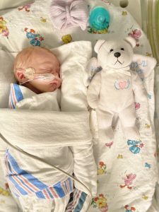 Baby EmJ in the NICU, hooked up to oxygen.